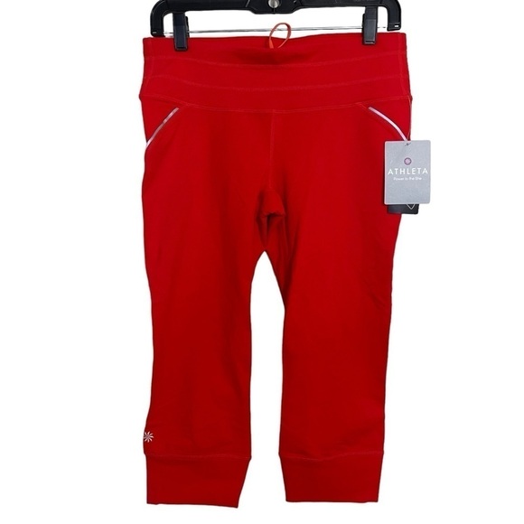 Athleta NWT Orange Relay Capri Leggings Size M - Picture 1 of 9